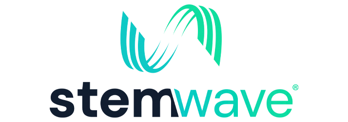 The StemWave logo in teal and black, featuring a stylized wave design symbolizing innovation and movement.